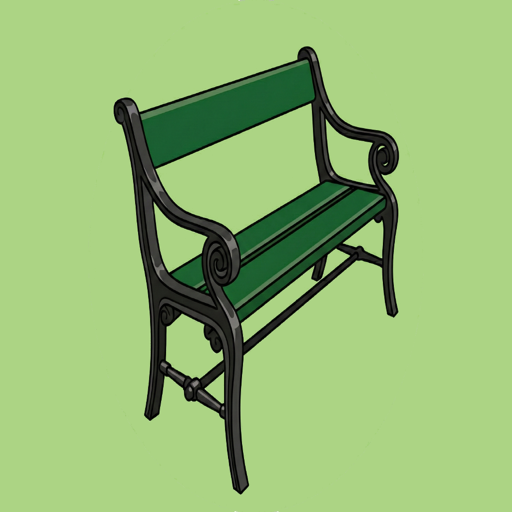 The Benchly icon: a classic green Copenhagen park bench